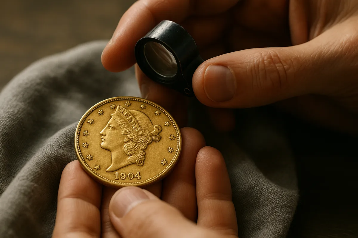 Gold coins on a table, gold coin buyer in NYC